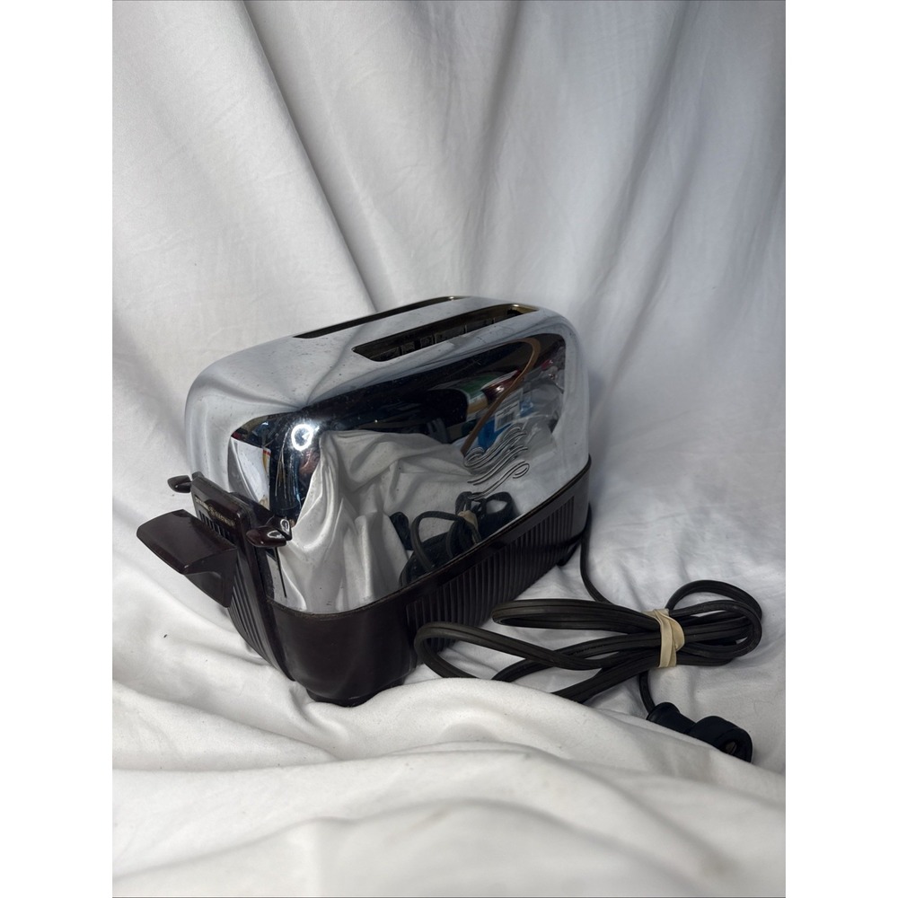 Vintage GE 1940's Retro Toaster General Electric 169T81 USA Brown Bakelite Works